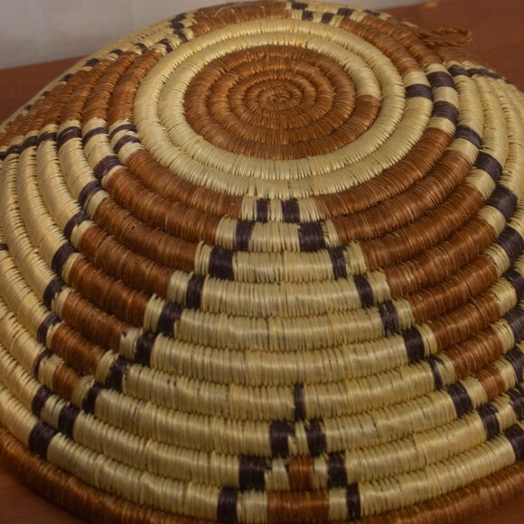 Handwoven Geometric Coiled 12 Inch Basket - Picture 4 of 6